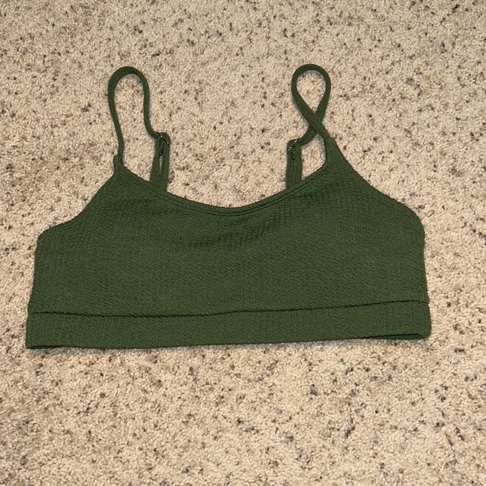 Green Scoop Neck Bikini Top